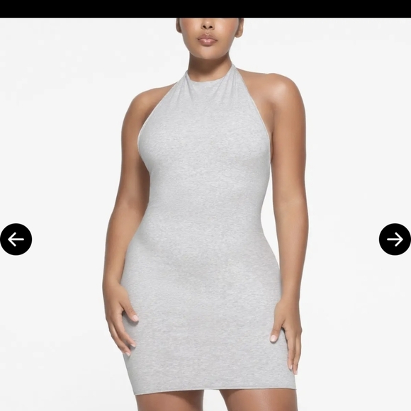 SKIMS Cotton Twist Gray Halter Dress Sz.S NWT - Picture 1 of 8
